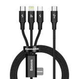 BASEUS Rapid Series 3-in-1 Fast Charging Data Cable Type-C to M+L+C PD 20W 1.5M - Black – image 1