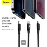 BASEUS Rapid Series 3-in-1 Fast Charging Data Cable Type-C to M+L+C PD 20W 1.5M - Black – image 5