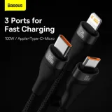 Baseus Flash Series II 100W Fast Charging Multi Cable 3-in-2 1.2M – Black – image 5
