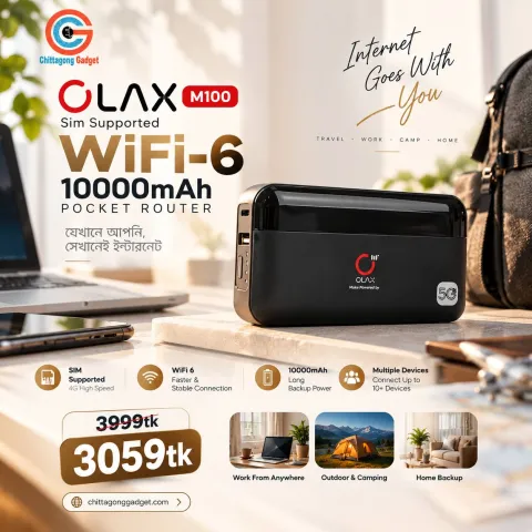 OLAX M100 SIM Supported WiFi 6 10000mAh Pocket Router