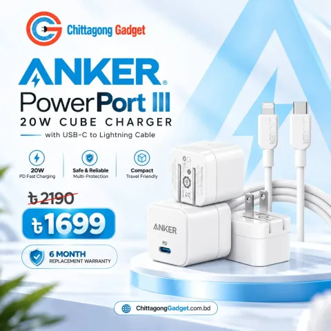 Anker PowerPort III 20W Cube Charger with USB-C to Lightning Cable (B2149)