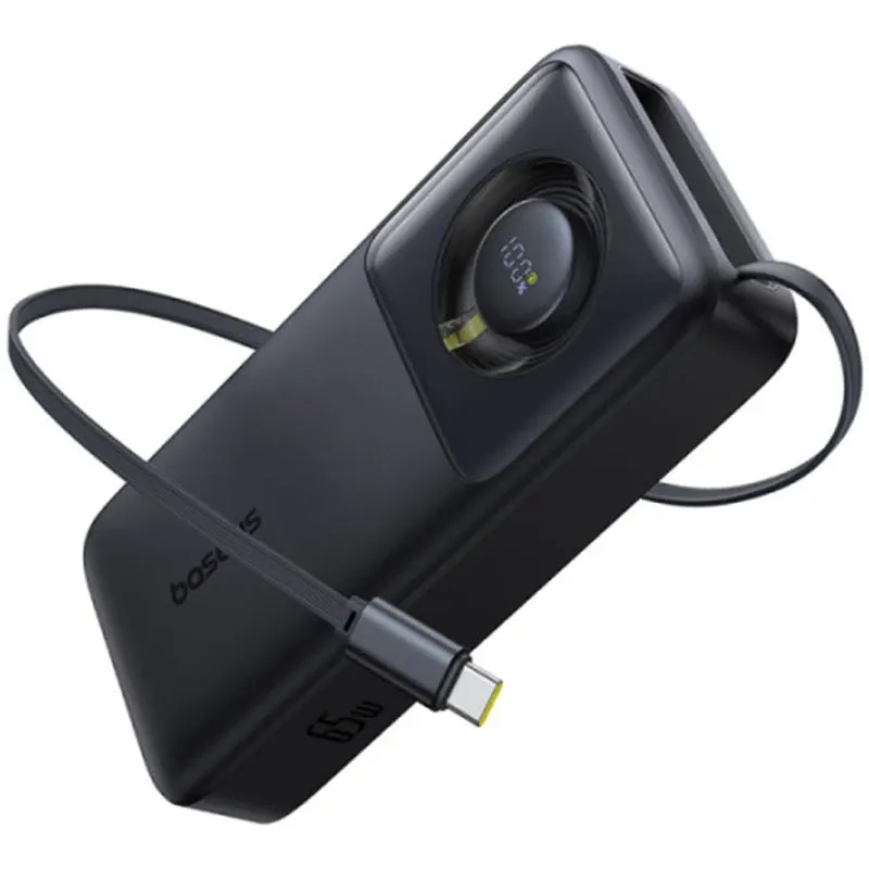 Baseus Free2Pull 20000mAh Powerbank with Retractable USB-C Cable - 65W - Black