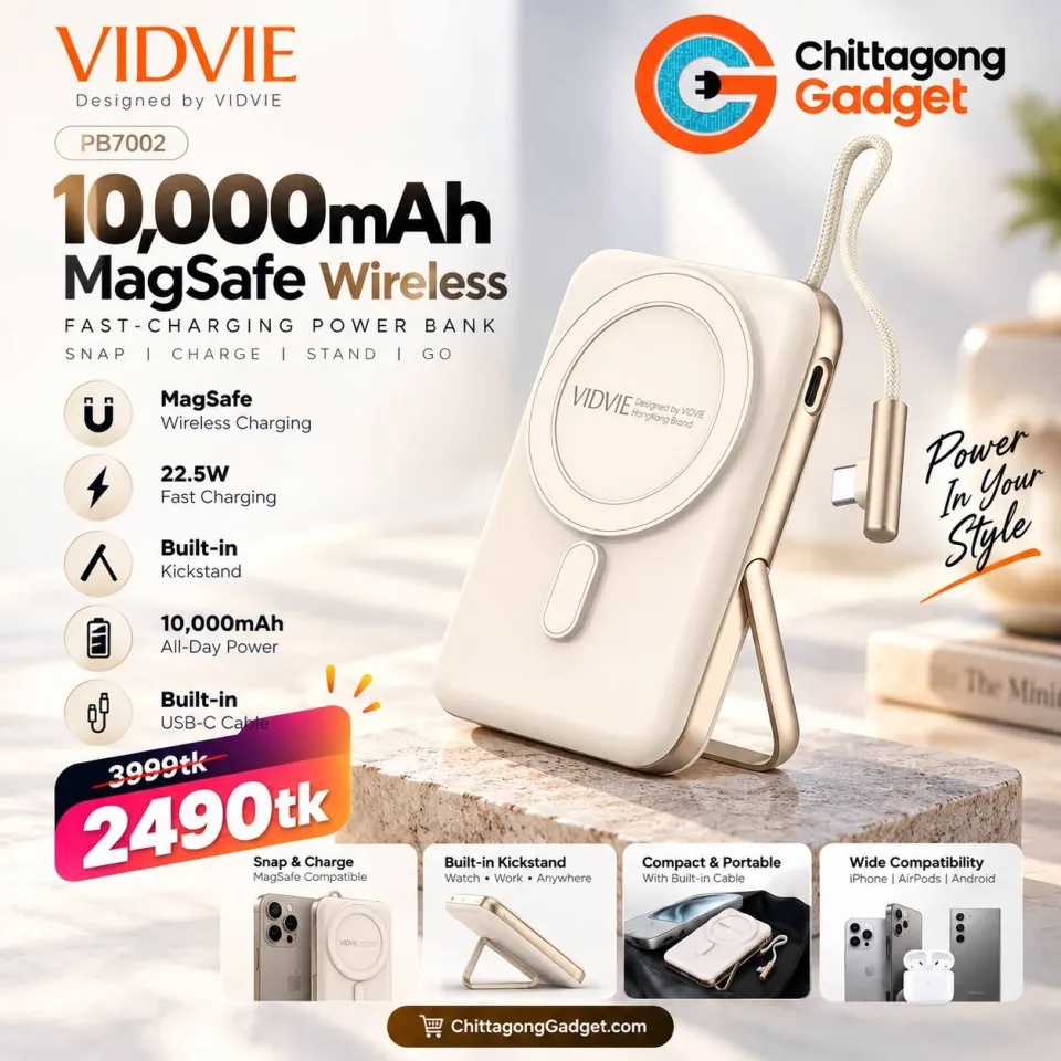 VIDVIE PB7002 Magnetic Holder Wireless Power Bank 10000mAh