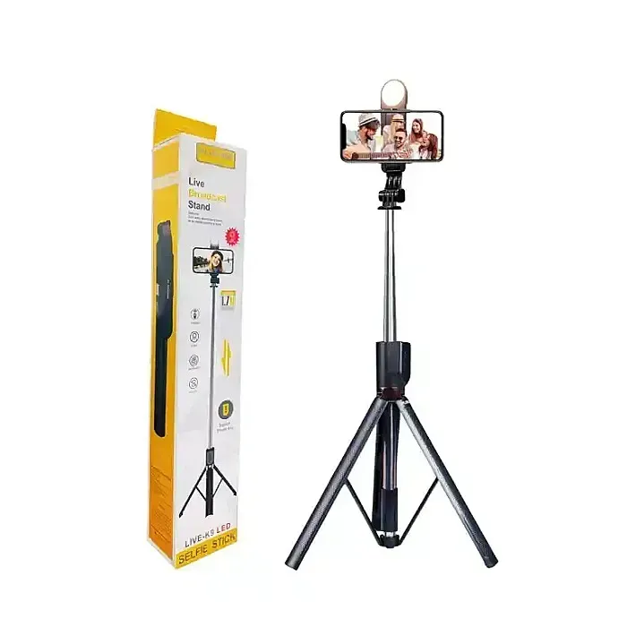 PLOKAMA LIVE-K9 Live Selfie Stand with Rechargeable Light (5.7 Feet)